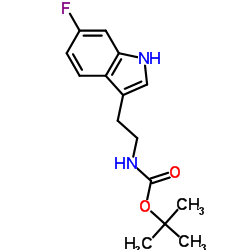 叔丁基(2-(6-氟-1H-吲哚-3-基)乙基)氨基甲酸酯结构式