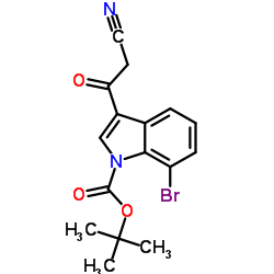 2-Methyl-2-propanyl 7-bromo-3-(cyanoacetyl)-1H-indole-1-carboxylate Structure