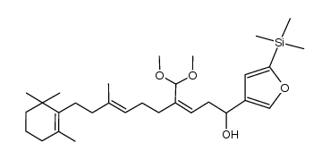 (7E)-4-(dimethoxymethyl)-8-methyl-10-(2,6,6-trimethylcyclohex-1-en-1-yl)-1-(5-(trimethylsilyl)furan-3-yl)deca-3,7-dien-1-ol Structure