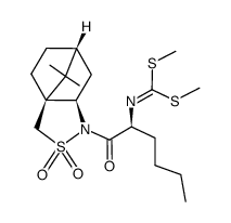 (2R)-N-((2S)-2-((bis(methylthio)methylidene)amino)hexan-1-oyl)bornane-10,2-sultam Structure