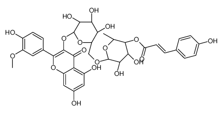 isorhamnetin 3-O-beta-(4'''-4-coumaroyl-alpha-rhamnosyl(1-6)galactoside) structure