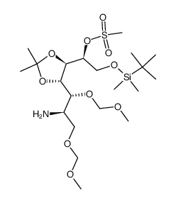 (S)-1-((4R,5S)-5-((5R,6R)-6-amino-2,4,8,10-tetraoxaundecan-5-yl)-2,2-dimethyl-1,3-dioxolan-4-yl)-2-((tert-butyldimethylsilyl)oxy)ethyl methanesulfonate结构式