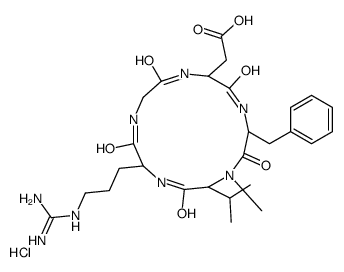 Cyclo(L-arginylglycyl-L-α-aspartyl-D-phenylalanyl-N-Methyl-L-valyl), hydrochloride (1:1) Structure