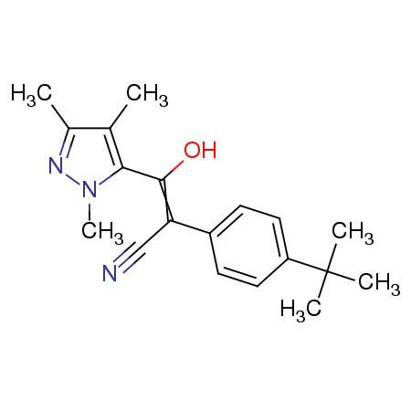 2-(4-tert-butylphenyl)-3-hydroxy-3-(1,3,4-trimethyl-1H-pyrazol-5-yl)acrylonitrile结构式