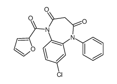 7-chloro-1-(furan-2-carbonyl)-5-phenyl-1,5-benzodiazepine-2,4-dione结构式