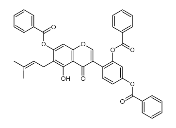 2',4',7-tris(benzoyloxy)-5-hydroxy-6-(3-methyl-2-butenyl)isoflavone结构式