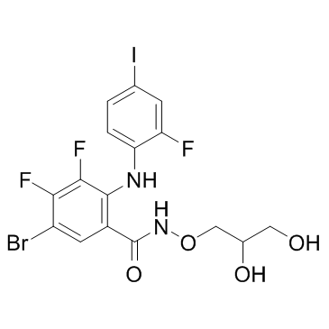 5-溴-N-(2,3-二羟基丙氧基)-3,4-二氟-2-[(2-氟-4-碘苯基)氨基]苯甲酰胺结构式