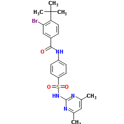 3-Bromo-N-{4-[(4,6-dimethyl-2-pyrimidinyl)sulfamoyl]phenyl}-4-(2-methyl-2-propanyl)benzamide结构式