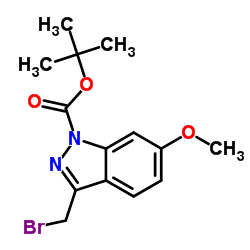 2-Methyl-2-propanyl 3-(bromomethyl)-6-methoxy-1H-indazole-1-carboxylate Structure