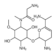 4-Amino-1-[(aminoacetyl)methylamino]-3-O-[(2S)-3α-amino-6-[(S)-1-aminoethyl]-3,4-dihydro-2H-pyran-2α-yl]-1,4-dideoxy-6-O-methyl-L-chiro-inositol结构式