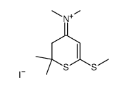 N-(2,2-dimethyl-6-(methylthio)-2,3-dihydro-4H-thiopyran-4-ylidene)-N-methylmethanaminium iodide Structure