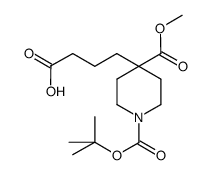 1-[(1,1-dimethylethoxy)carbonyl]-4-(methoxycarbonyl)-4-piperidinebutanoic acid结构式