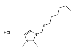 1-(hexylsulfanylmethyl)-2,3-dimethyl-1,2-dihydroimidazol-1-ium,chloride结构式