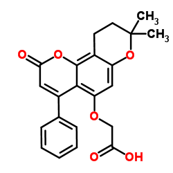 [(8,8-Dimethyl-2-oxo-4-phenyl-9,10-dihydro-2H,8H-pyrano[2,3-f]chromen-5-yl)oxy]acetic acid结构式