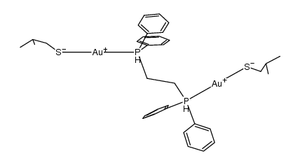 1,2-bis(diphenylphosphanyl)ethanebis(isobutylthiolate)digold(I)结构式