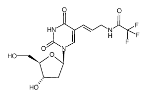 2'-脱氧-5-[(1E)-3-[(三氟乙酰基)氨基]-1-丙烯基]尿苷结构式
