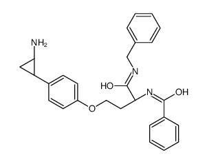 N-[4-[4-[(1S)-2-aminocyclopropyl]phenoxy]-1-(benzylamino)-1-oxobutan-2-yl]benzamide Structure