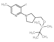 2-(3-((tert-Butyldimethylsilyloxy)methyl)pyrrolidin-1-yl)-3-iodo-5-methylpyridine structure