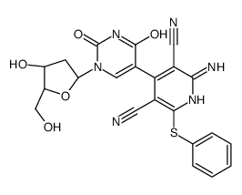 2-氨基-4-(1-((2R,5R)-4-羟基-5-(羟基甲基)四氢呋喃-2-基)-2,4-二氧代-1,2,3,4-四氢嘧啶-5-基)-6-(苯基硫代)吡啶-3,5-二甲腈结构式