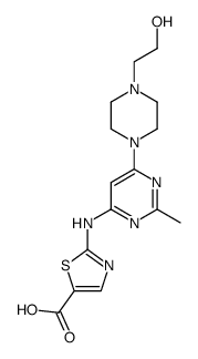 2-(6-(4-(2-hydroxyethyl)piperazin-1-yl)-2-methylpyrimidin-4-ylamino)thiazole-5-formic acid Structure