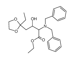 ethyl 2-(dibenzylamino)-4-(2-ethyl-1,3-dioxolan-2-yl)-3-hydroxybutanoate结构式