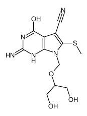 2-amino-7-(1,3-dihydroxypropan-2-yloxymethyl)-6-methylsulfanyl-4-oxo-1H-pyrrolo[2,3-d]pyrimidine-5-carbonitrile结构式