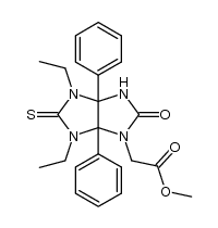 methyl (4,6-diethyl-2-oxo-3a,6a-diphenyl-5-thioxooctahydroimidazo[4,5-d]imidazol-1-yl)acetate结构式
