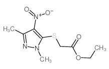 Acetic acid,2-[(1,3-dimethyl-4-nitro-1H-pyrazol-5-yl)thio]-, ethyl ester Structure