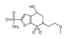 (4S)-4-hydroxy-2-(2-methoxyethyl)-1,1-dioxo-3,4-dihydrothieno[3,2-e]thiazine-6-sulfonamide结构式