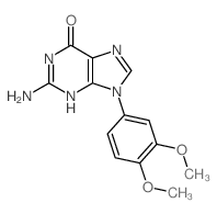 2-amino-9-(3,4-dimethoxyphenyl)-3H-purin-6-one structure