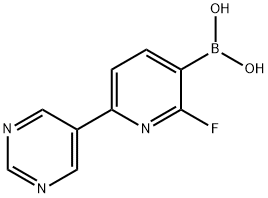 2-Fluoro-6-(pyrimidin-5-yl)pyridine-3-boronic acid结构式