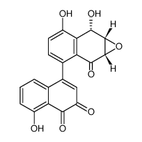 8-Hydroxy-4-(1a,2,7,7a-tetrahydro-6,7-dihydroxy-2-oxonaphth[2,3-b]oxiren-3-yl)-1,2-naphthoquinone结构式