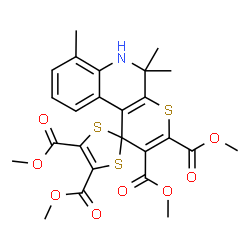 四甲基 5',5',7'-三甲基-5',6'-二氢螺[1,3-二硫杂环戊二烯-2,1'-硫代吡喃并[2,3-c]喹啉]-2',3',4,5-四羧酸酯结构式