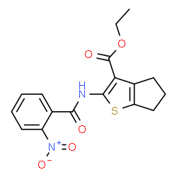 ethyl 2-(2-nitrobenzamido)-5,6-dihydro-4H-cyclopenta[b]thiophene-3-carboxylate Structure