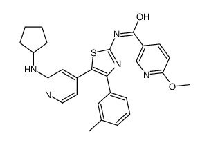 N-[5-[2-(cyclopentylamino)pyridin-4-yl]-4-(3-methylphenyl)-1,3-thiazol-2-yl]-6-methoxypyridine-3-carboxamide Structure