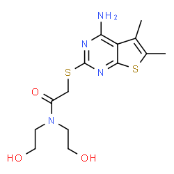 2-((4-amino-5,6-dimethylthieno[2,3-d]pyrimidin-2-yl)thio)-N,N-bis(2-hydroxyethyl)acetamide结构式