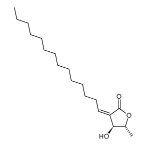 (4S)-4,5-Dihydro-4α-hydroxy-5β-methyl-3-[(Z)-tetradecan-1-ylidene]furan-2(3H)-one结构式