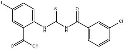 2-[[[(3-chlorobenzoyl)amino]thioxomethyl]amino]-5-iodo-benzoic acid结构式