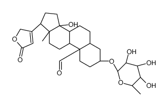 3β-[(6-Deoxy-α-L-mannopyranosyl)oxy]-14-hydroxy-19-oxo-5α-card-20(22)-enolide结构式