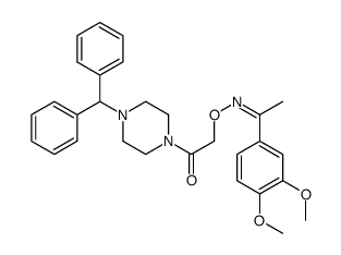 1-(4-benzhydrylpiperazin-1-yl)-2-[1-(3,4-dimethoxyphenyl)ethylideneamino]oxyethanone结构式
