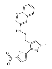 1-methyl-3-(5-nitro-2-furyl)pyrazole-4-carboxaldehyde-3-quinolylhydrazone Structure