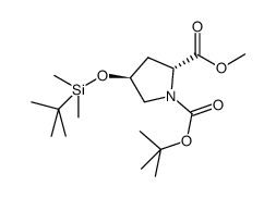 4-(tert-butyldimethylsilanyloxy)-pyrrolidine-1,2-dicarboxylic acid 1-tert-butyl ester 2-methyl ester Structure