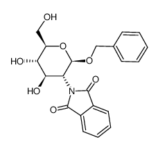 苄基2-脱氧-2-邻苯二甲酰亚胺基-β-D-吡喃葡萄糖苷结构式