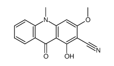 9,10-Dihydro-1-hydroxy-3-methoxy-10-methyl-9-oxoacridin-2-carbonitril结构式