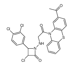 1-[[2-(2-acetylphenothiazin-10-yl)-2-oxoethyl]amino]-3-chloro-4-(3,4-dichlorophenyl)azetidin-2-one结构式