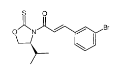 (S)-N-[3-(3-bromo)phenyl-2-(E)-propenoyl]-4-isopropyl-1,3-oxazolidine-2-thione Structure