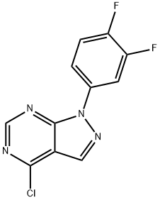 4-氯-1-(3,4-二氟苯基)-1H-吡唑并[3,4-D]嘧啶结构式