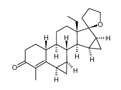 4,18-dimethyl-6β,7β,15β,16β-dimethylene-19-nor-20-spirox-4-en-3-one结构式