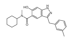 5-(N-cyclohexyl-N-methylaminocarbonyl)-3-(3-methyl-benzyl)-6-hydroxy-1H-indazole结构式