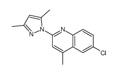 6-chloro-2-(3,5-dimethylpyrazol-1-yl)-4-methylquinoline结构式